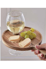 Sip & Dip Acacia Wood Wine Glass Tray