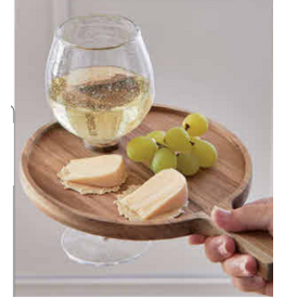 Sip & Dip Acacia Wood Wine Glass Tray