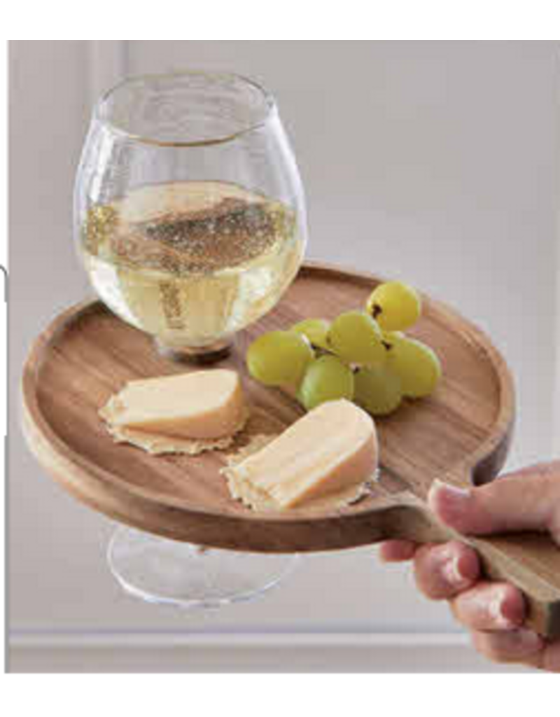 Sip & Dip Acacia Wood Wine Glass Tray