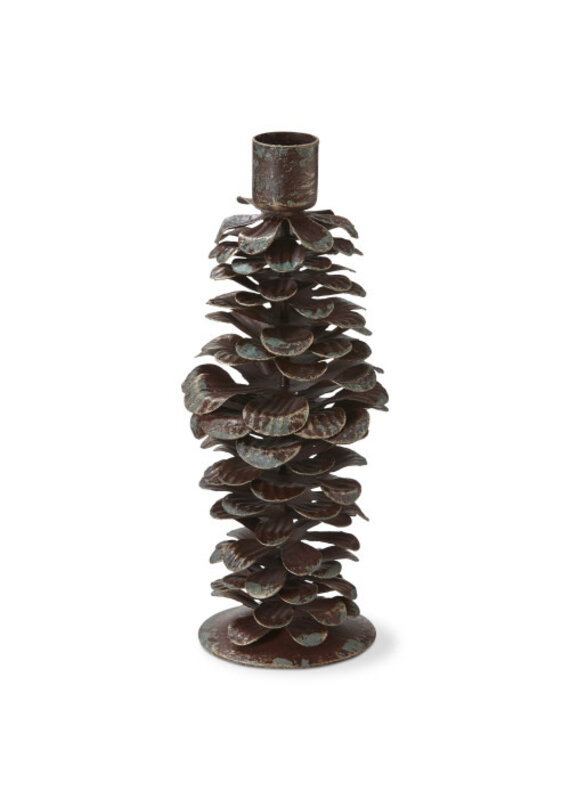 Handmade Metal Pinecone Taper Candle Holder | lg