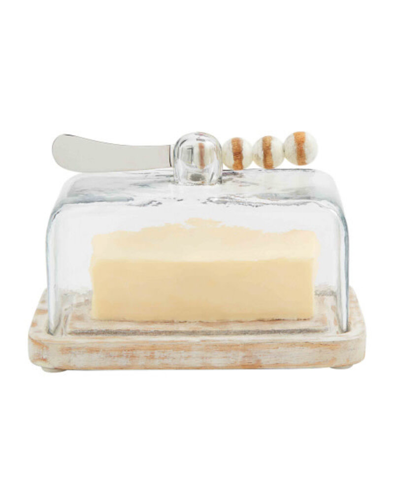 Mud Pie Wood Base Butter Dish with Spreader