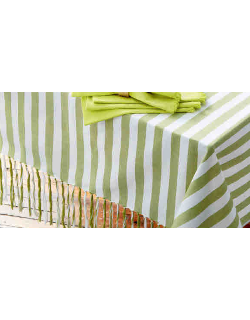 Springtime Green Striped Tablecloth