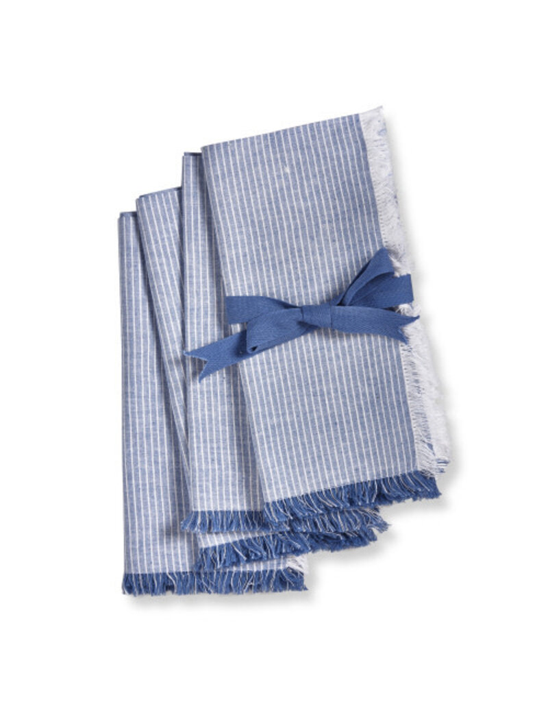 Cottage Blue Pinstriped Fabric Napkin Set of 4