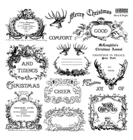 Iron Orchid Designs Merry & Bright Decor Stamp | Iron Orchid Designs 12"x12" with masks