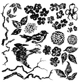 Iron Orchid Designs Birds Branches & Blossoms Decor Stamp | Iron Orchid Designs 12"x12"