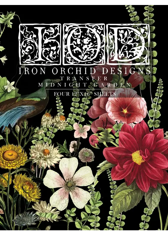 Iron Orchid Designs Midnight Garden Transfer Pad - four 12"x16" Sheets | Iron Orchid Designs