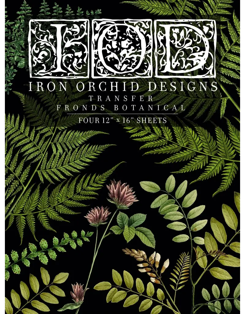 Iron Orchid Designs Fronds Botanical Transfer Pad - four 12"x16" sheets | Iron Orchid Designs