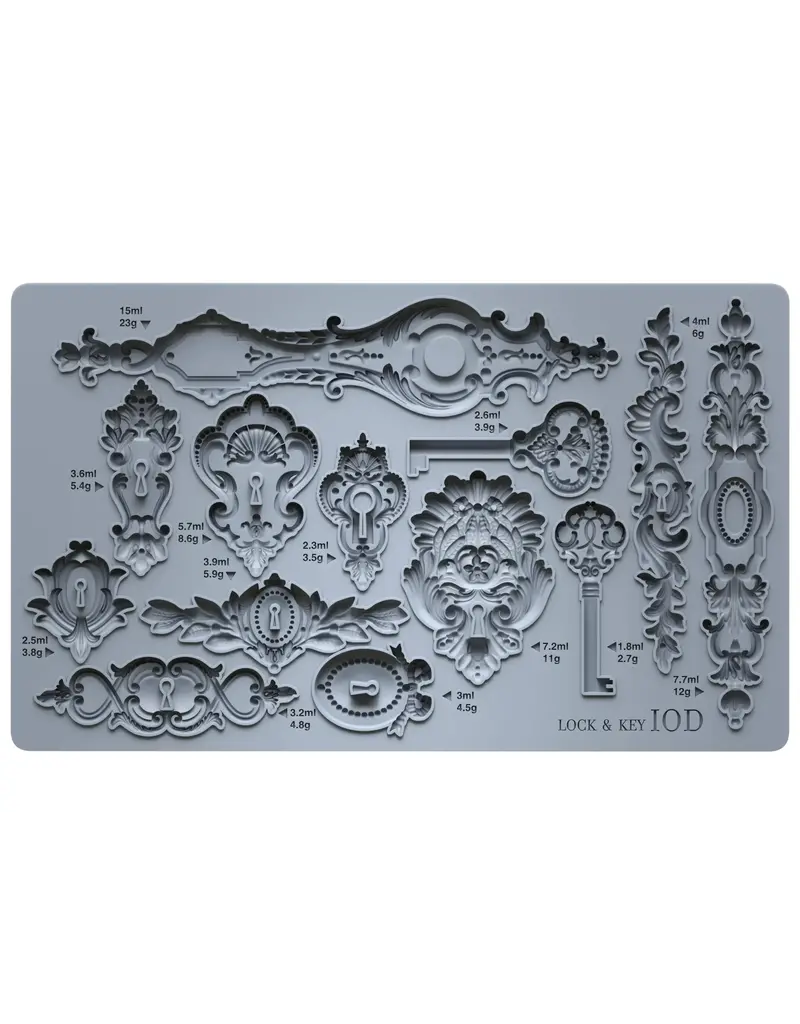 Iron Orchid Designs Lock & Key IOD Decor Mould (6″x10″)