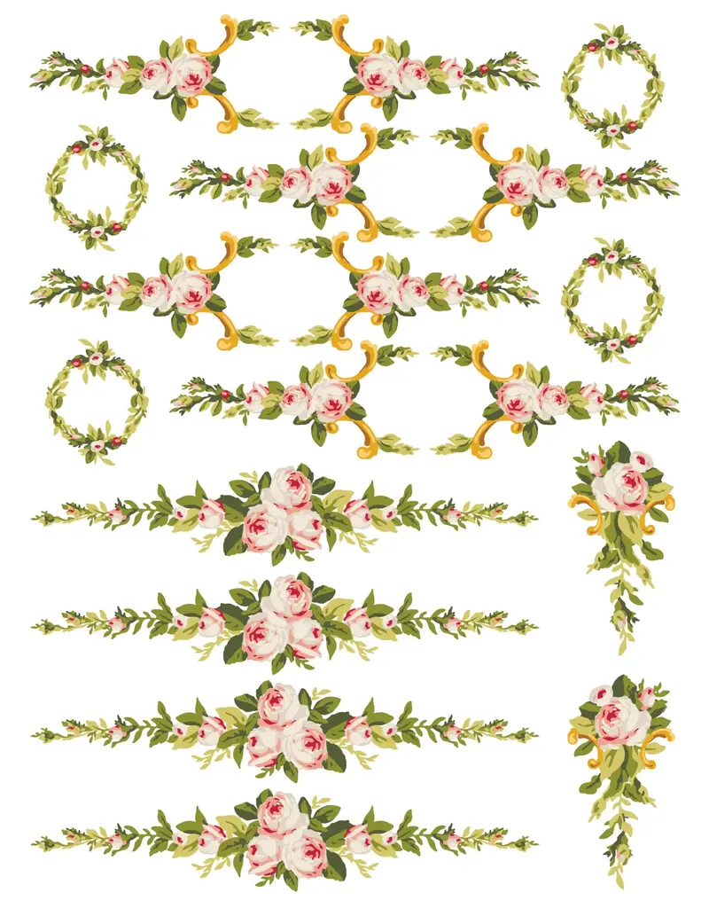 Iron Orchid Designs Petite Fleur Pink ( four sheet 12"x16") Paint Inlay | Iron Orchid Designs