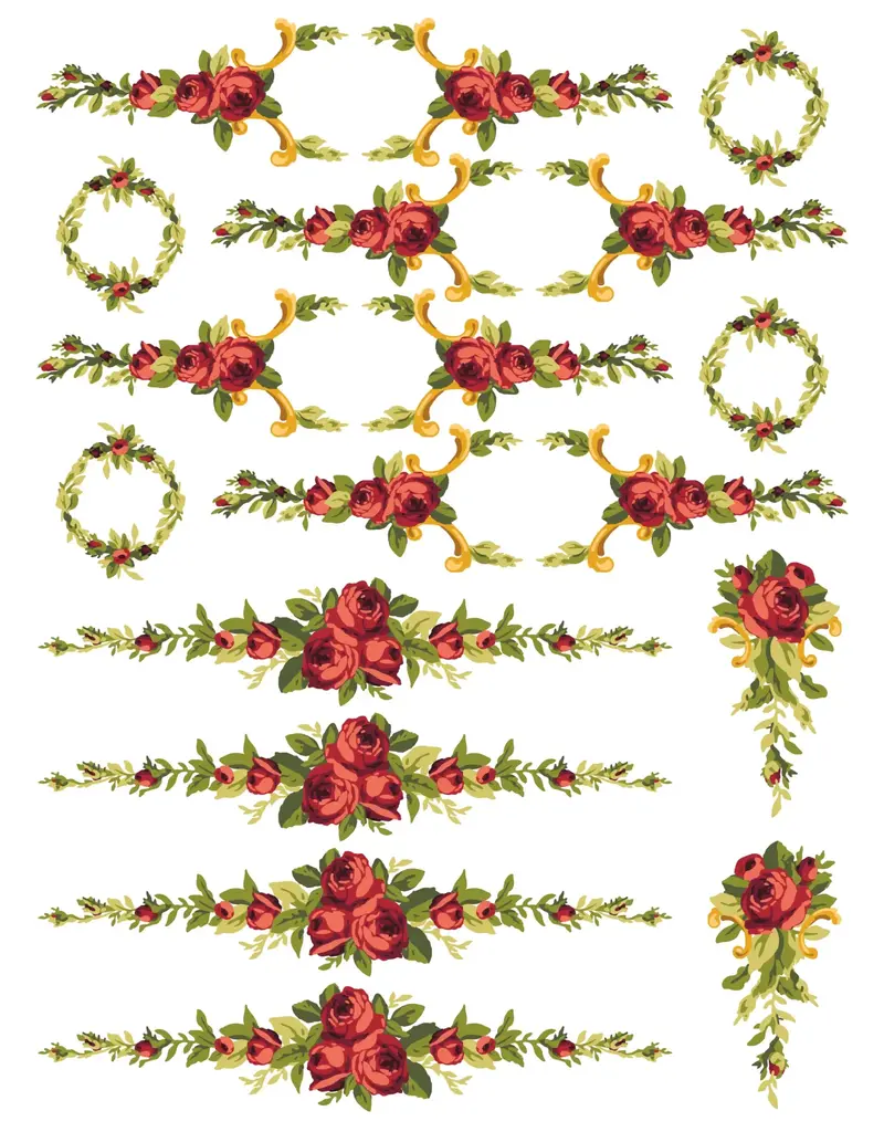 Iron Orchid Designs Petite Fleur Red ( four sheet 12"x16") Paint Inlay | Iron Orchid Designs