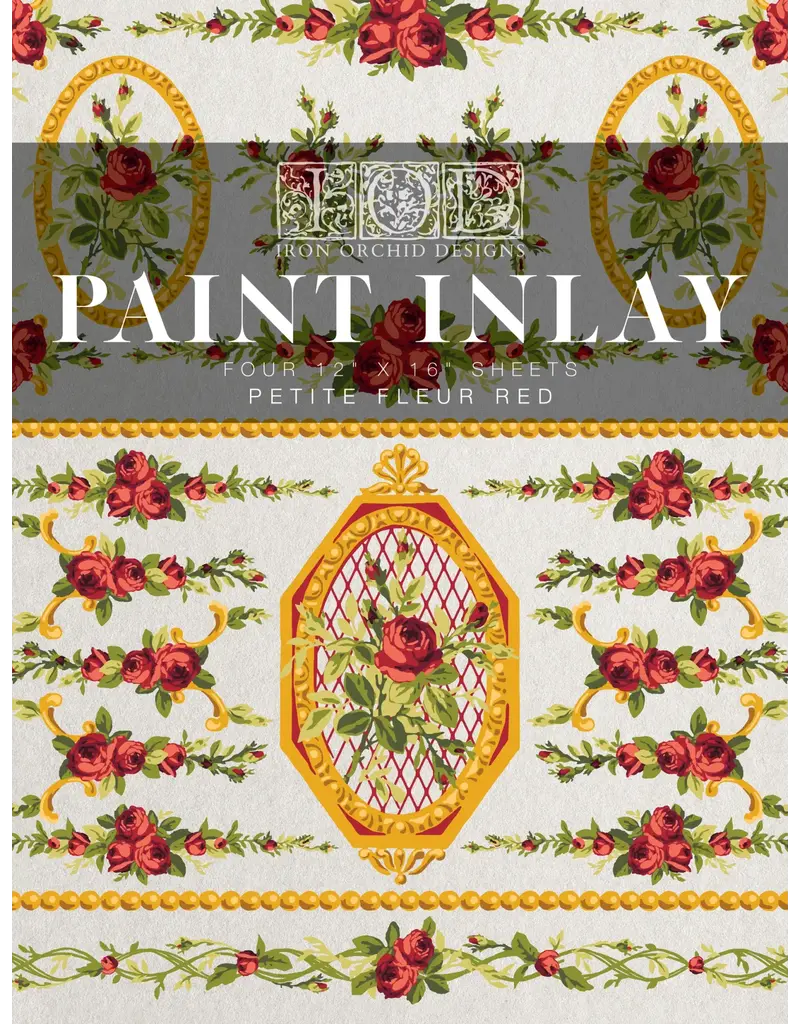 Iron Orchid Designs Petite Fleur Red ( four sheet 12"x16") Paint Inlay | Iron Orchid Designs