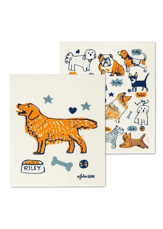 Abbott Collection Whimsical Dog Swedish Dishcloths - Set of 2
