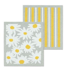 Abbott Collection Daisies & Stripes Swedish Dishcloths - Set of 2