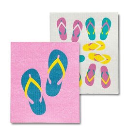 Abbott Collection Summer Flip Flops Swedish Dishcloths - Set of 2