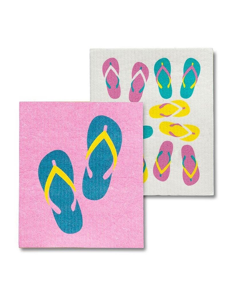 Abbott Collection Summer Flip Flops Swedish Dishcloths - Set of 2
