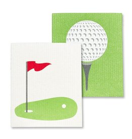 Abbott Collection Golf Ball & Green Swedish Dishcloths - Set of 2
