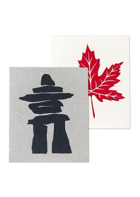 Abbott Collection Inukshuk & Maple Leaf Swedish Dishcloths - Set of 2