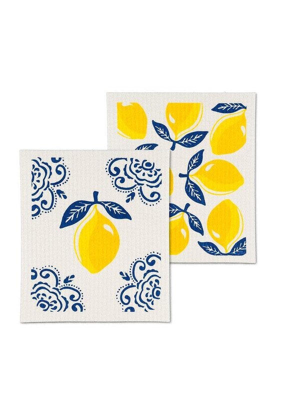 Abbott Collection Sorrento Lemon Swedish Dishcloths - Set of 2