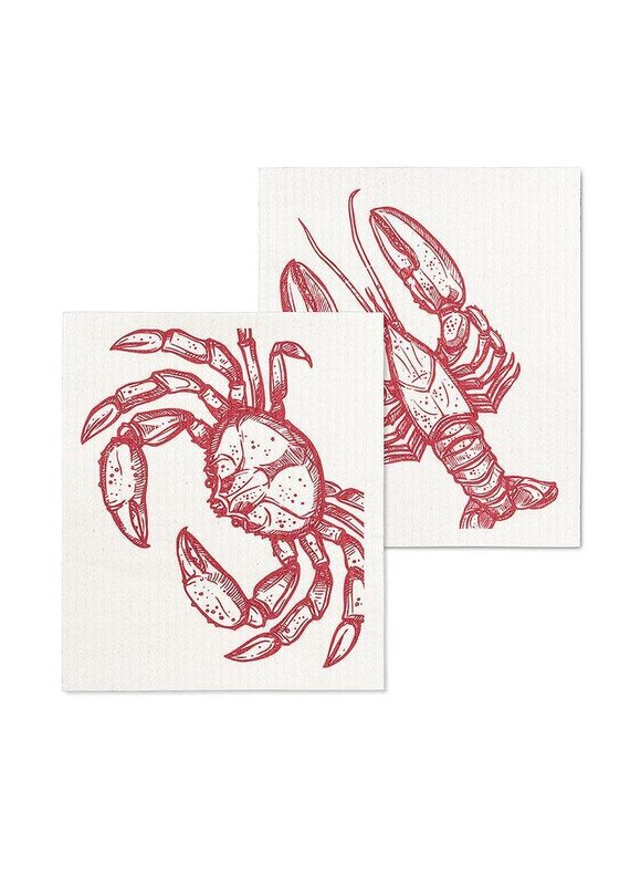 Abbott Collection Lobster & Crab Swedish Dishcloths - Set of 2