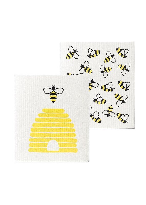 Abbott Collection Bee & Beehive Swedish Dishcloths - Set of 2
