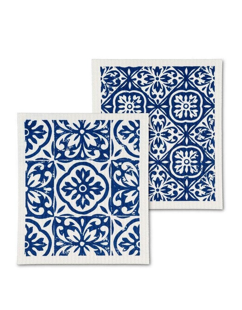 Abbott Collection Blue Tile Swedish Dishcloths - Set of 2