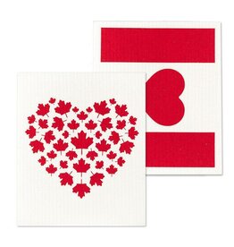 Abbott Collection Canada Flag & Heart Swedish Dishcloths - Set of 2