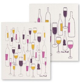 Abbott Collection Wine Bottles & Glasses Swedish Dishcloths - Set of 2
