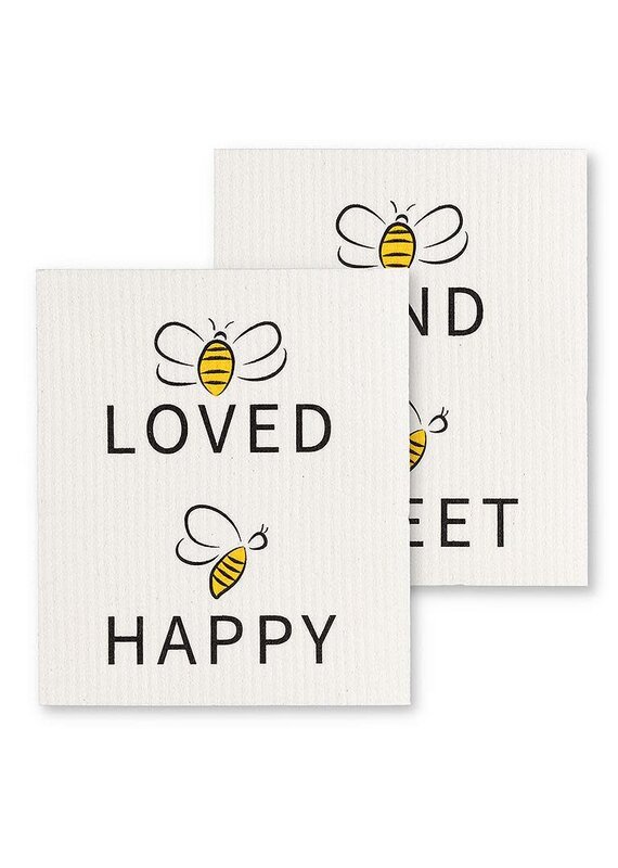 Abbott Collection Bee Loved Swedish Dishcloths - Set of 2