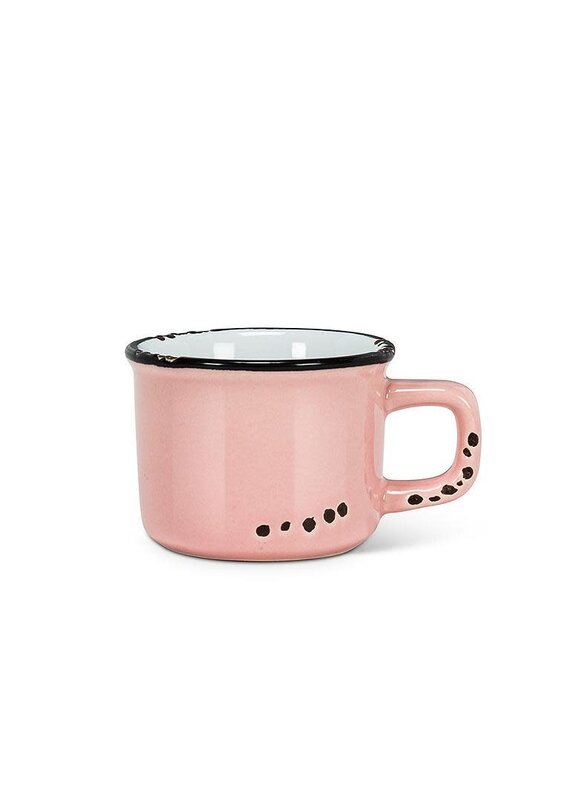 Abbott Collection Stoneware Enamel Look Espresso Mug - Pink