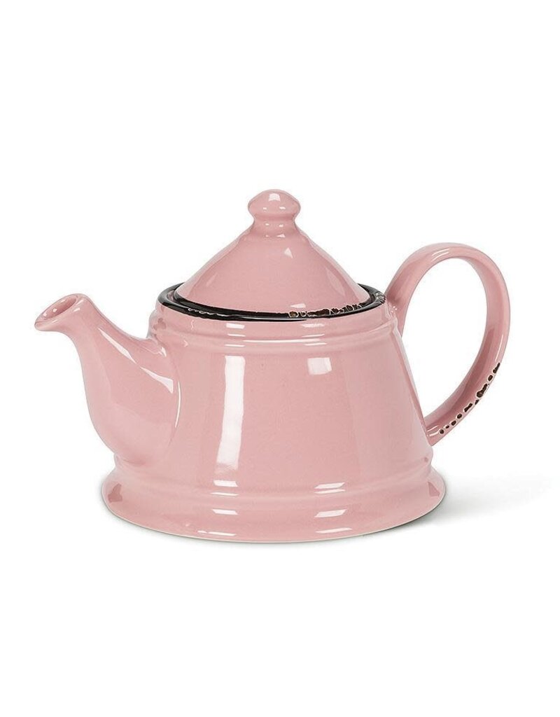 Abbott Collection Stoneware Enamel Look Teapot - Pink