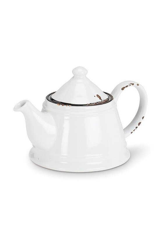 Abbott Collection Stoneware Enamel Look Teapot - White