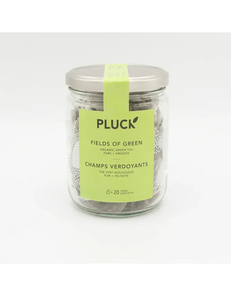 Pluck Tea Fields of Green | Glass Jar of Tea Bags 20 Servings