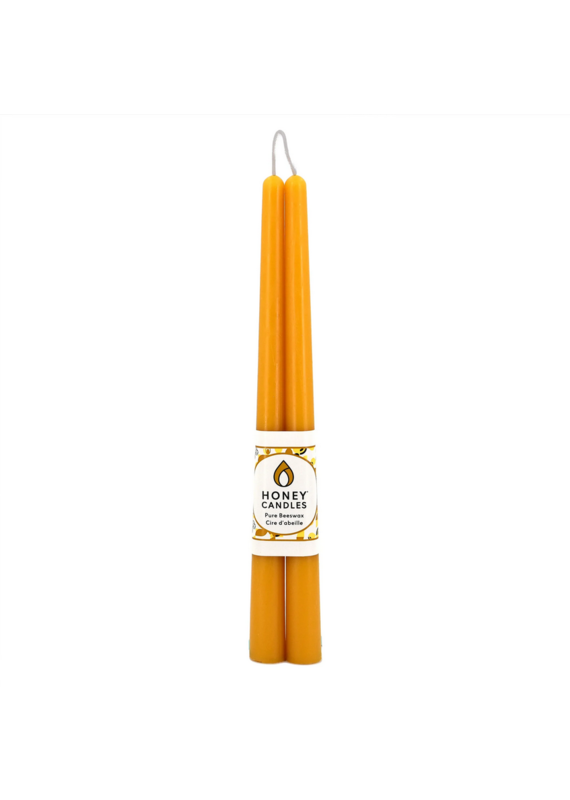 Honeybee Candles Natural Beeswax Taper Candle 12” | Set of 2