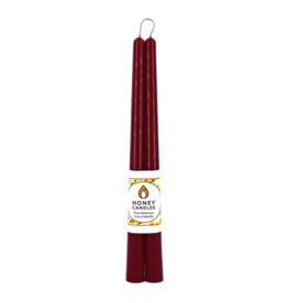 Honeybee Candles Burgundy Beeswax Taper Candle 12” | Set of 2