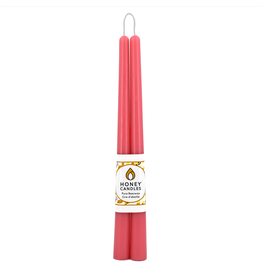 Honeybee Candles Paris Pink Beeswax Taper Candle 12” | Set of 2