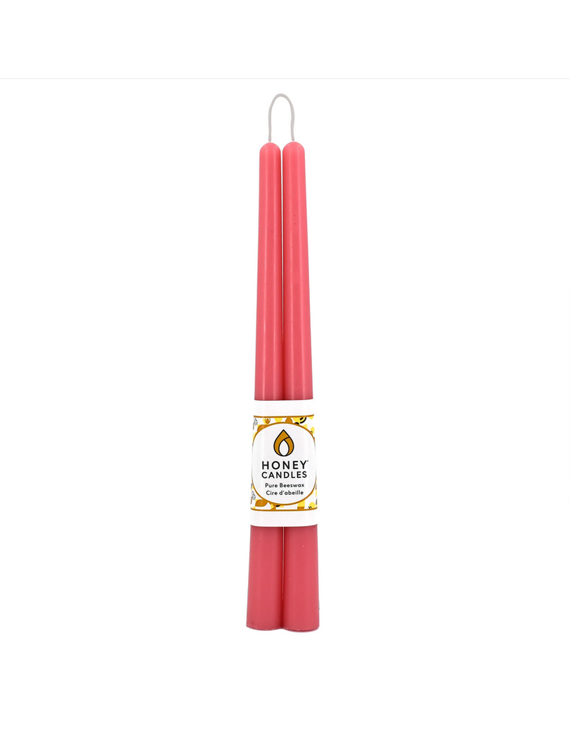 Honeybee Candles Paris Pink Beeswax Taper Candle 12” | Set of 2