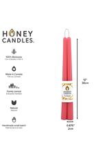 Honeybee Candles Paris Pink Beeswax Taper Candle 12” | Set of 2