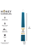 Honeybee Candles Glacier Teal Beeswax Taper Candle 12” | Set of 2