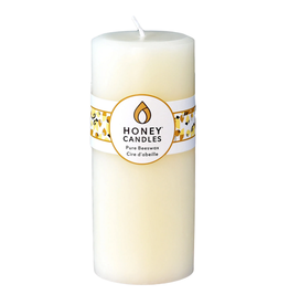 Honeybee Candles 3" Round Cream Beeswax Pillar Candle | 7" high