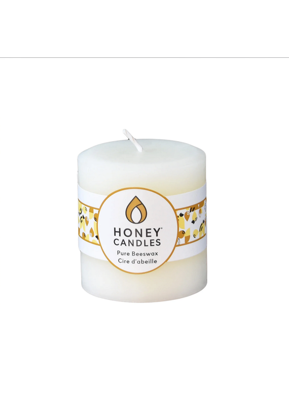 Honeybee Candles 3" Round Cream Beeswax Pillar Candle | 3" high