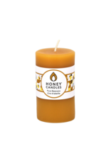 Honeybee Candles Small Round Natural Beeswax Pillar Candle | 3"h x 2"w