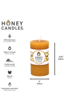 Honeybee Candles Small Round Natural Beeswax Pillar Candle | 3"h x 2"w