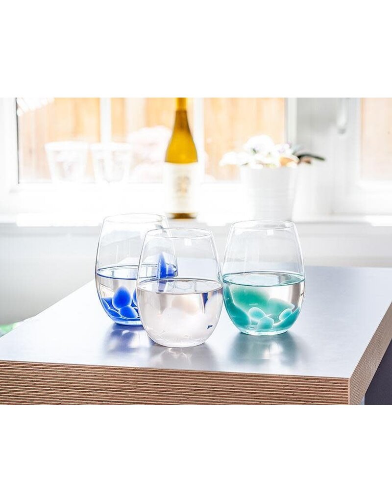 Abbott Collection Turquoise Fused Stemless Wine Glass