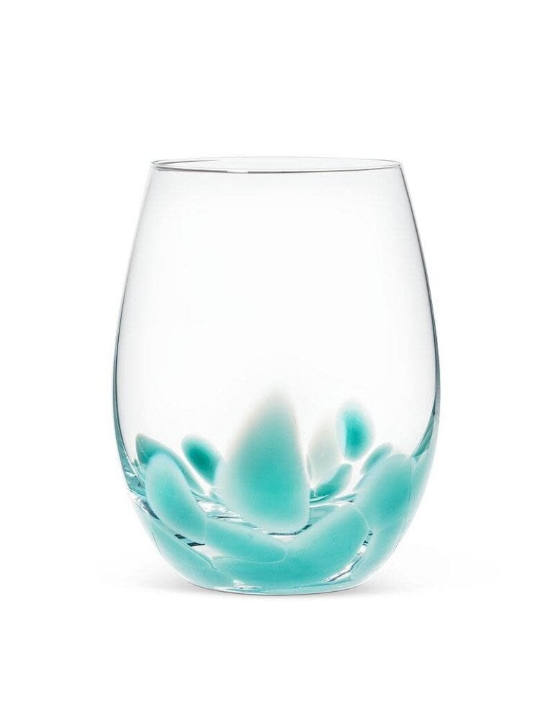 Abbott Collection Turquoise Fused Stemless Wine Glass