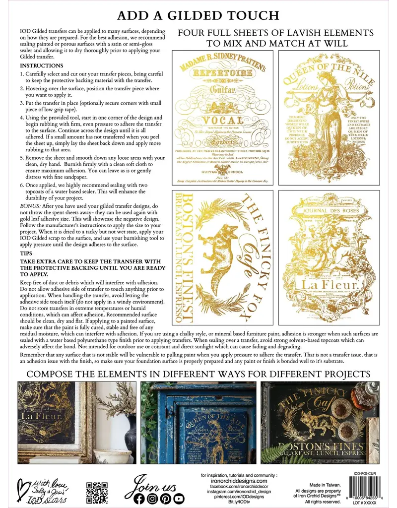 Iron Orchid Designs Curated Signage Gilded Gold Foil Transfer Pad - four 12"x16" sheets | Iron Orchid Designs