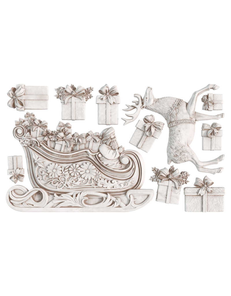 Iron Orchid Designs Santa's Sleigh *Limited Edition IOD Decor Mould (6″x10″)