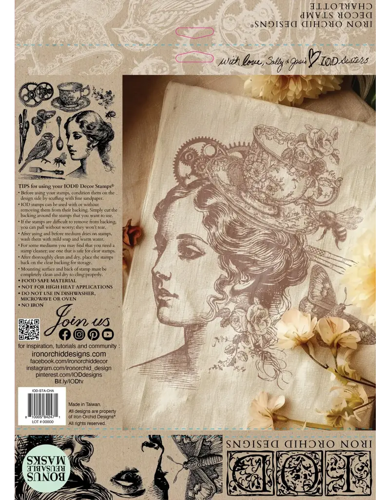 Farrow & Ball Paint Charlotte Decor Stamp | Iron Orchid Designs 12"x12" with masks