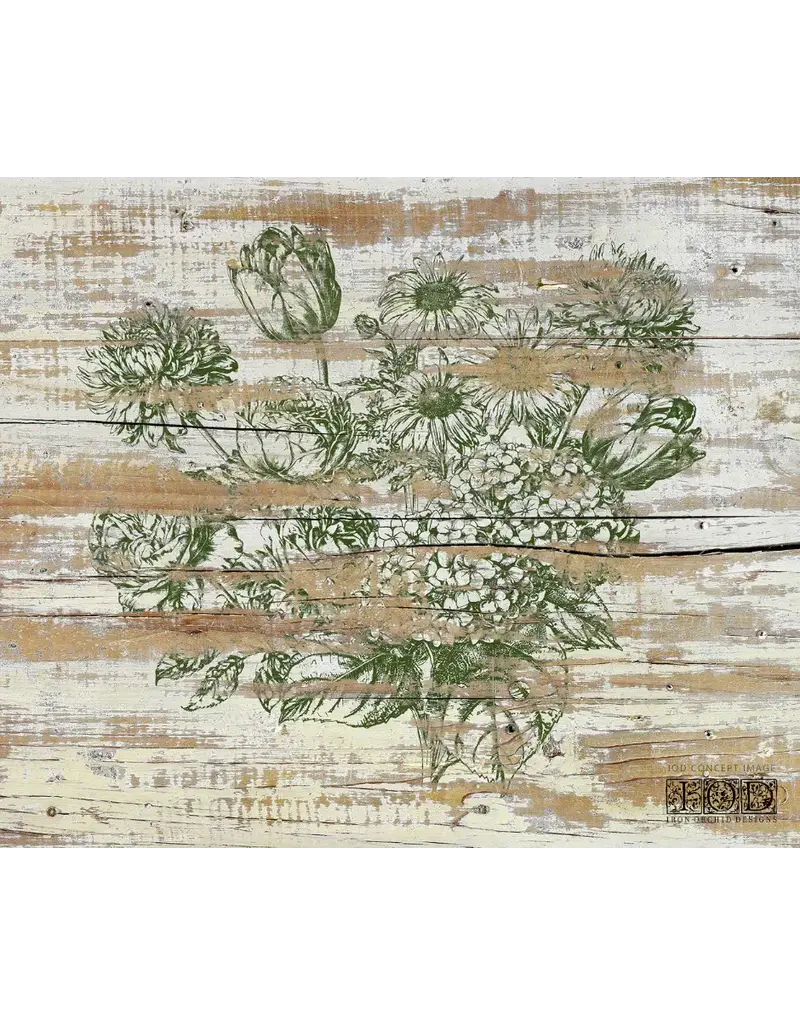 Iron Orchid Designs Garden Bouquet Decor Stamp | Iron Orchid Designs 12"x12"