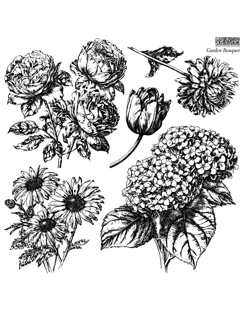 Iron Orchid Designs Garden Bouquet Decor Stamp | Iron Orchid Designs 12"x12"