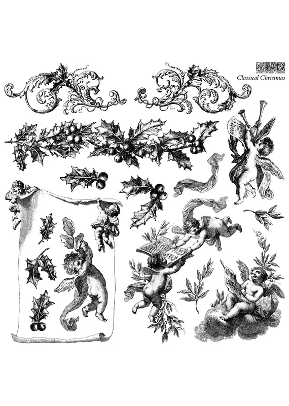 Iron Orchid Designs Classical Christmas *Limited Edition Decor Stamp | Iron Orchid Designs 12"x12"